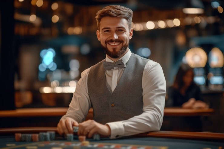 Pengguna membaca panduan roulette mobile